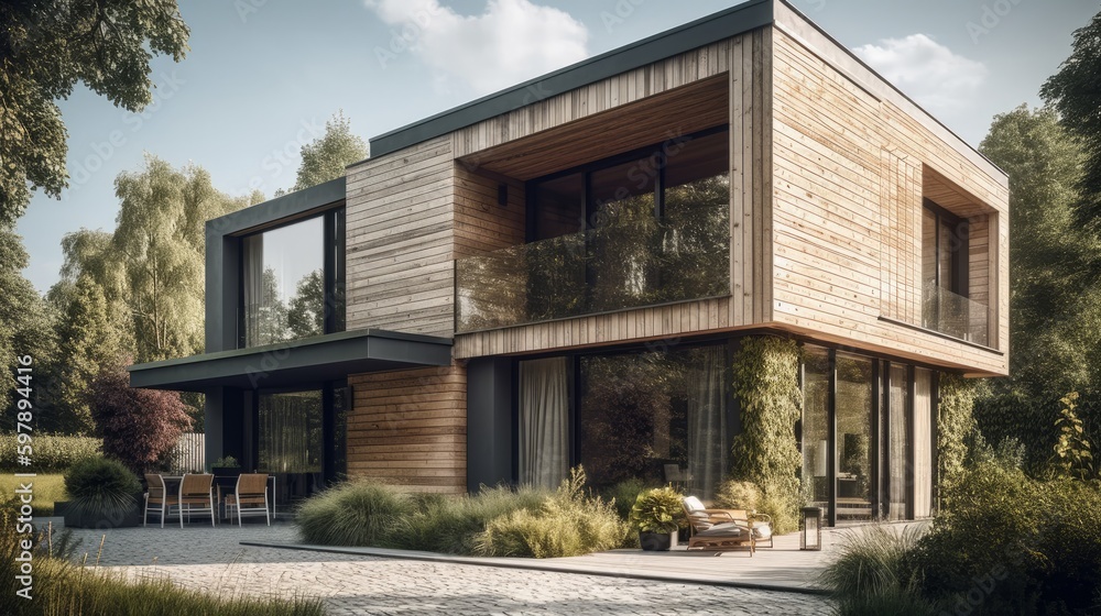 A fresh and inviting facade with soft edges and natural elements. AI generated A fresh and inviting facade with soft edges and natural elements. AI generated