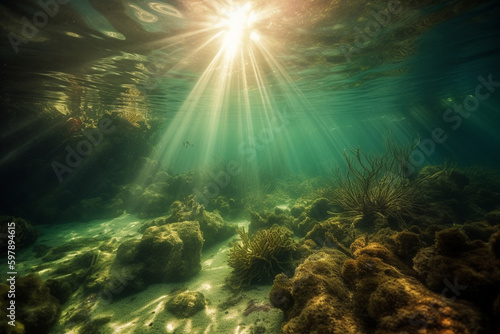 Sunlight rays underwater generative AI