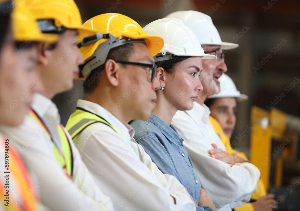 engineer team standing at industry