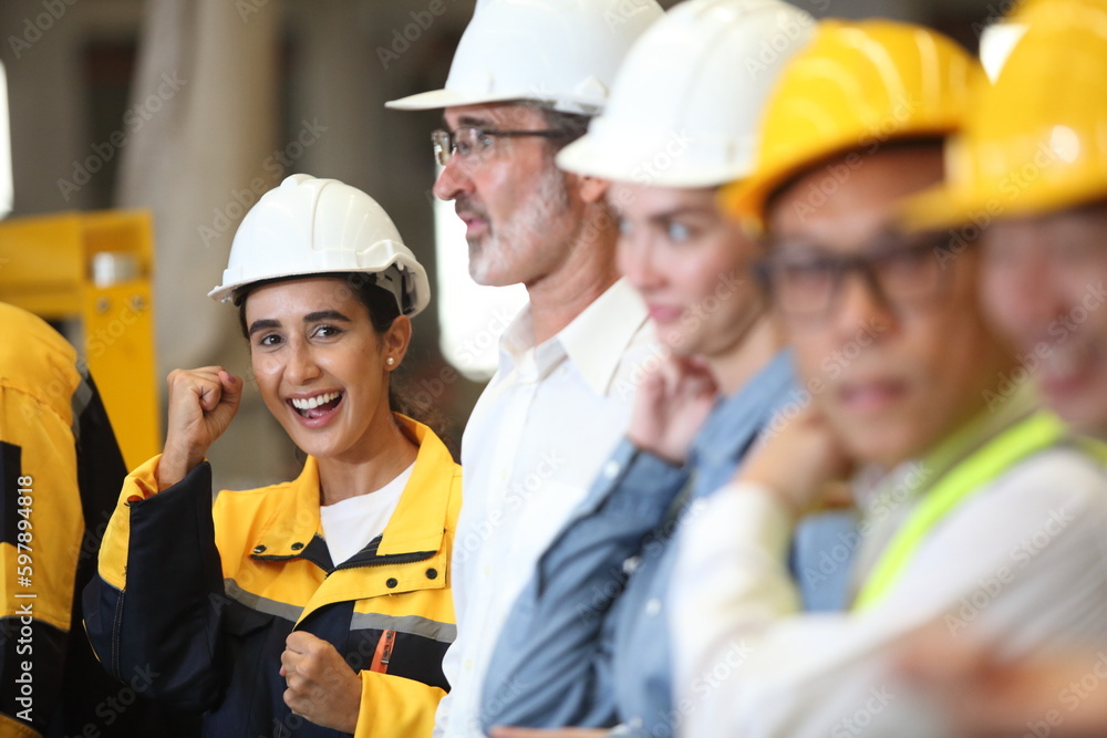 engineer team standing at industry engineer team standing at industry