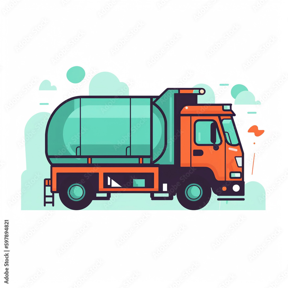 Fototapeta premium Dump Truck Cement Garbage Icon on White Generative AI