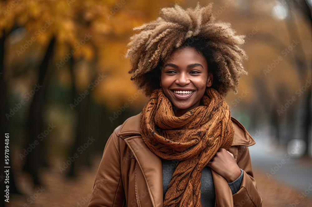 Woman in the park in autumn created with Generative AI technology Woman in the park in autumn created with Generative AI technology