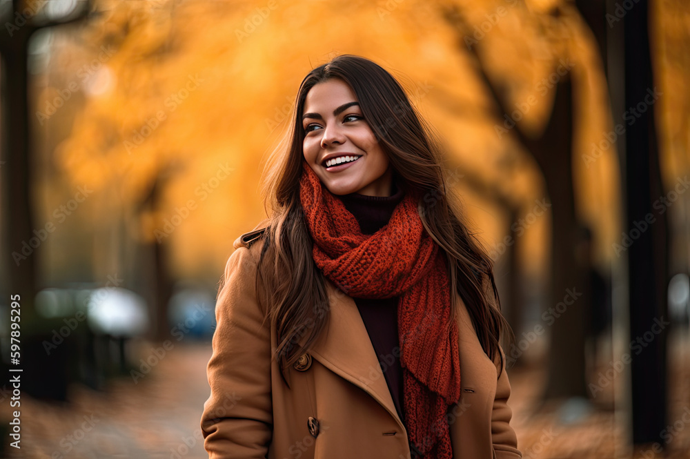 Woman in the park in autumn created with Generative AI technology Woman in the park in autumn created with Generative AI technology