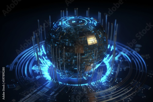Futuristic High-Tech Background for Cybersecurity, Generative AI
