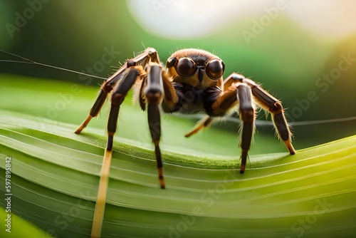 Young Saltcidae
Arachnid on a leaf Generative AI