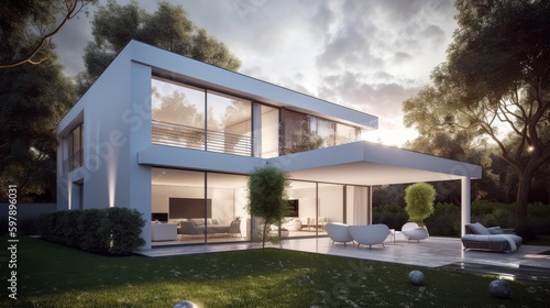 A modern take on a classic design with a sleek white exterior. AI generated