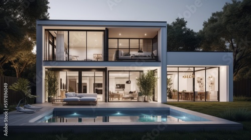 A modern take on a classic design with a sleek white exterior. AI generated © ArtStage
