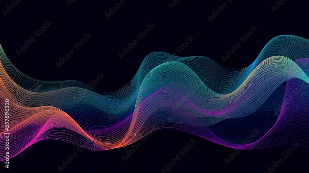 Abstract waves glowing colors, desktop background - Generative Ai Abstract waves glowing colors, desktop background - Generative Ai