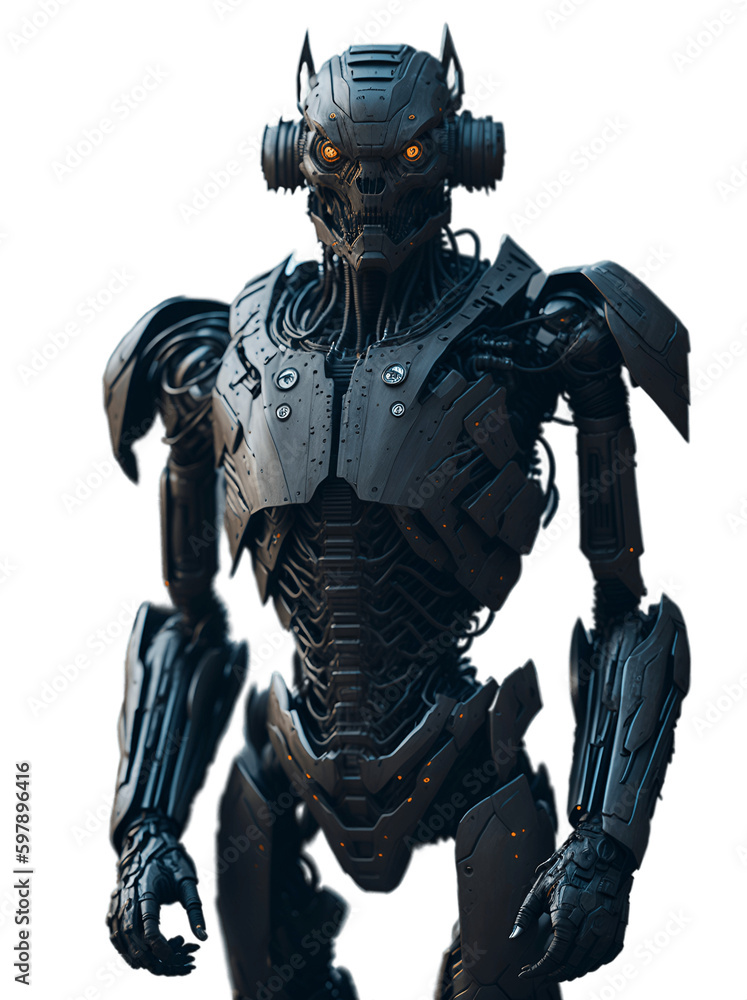 Unleashing the Power of Super Intelligent Grey Robot Humanoid in Artificial Intelligence Bank Color for Machine Revolution on Transparent Background PNG, Generative AI	
