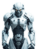 Revolutionizing the Future: Super Intelligent White Robot Humanoid on Transparent Background PNG , Generative AI	