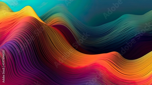 Abstract waves glowing colors  desktop background - Generative Ai