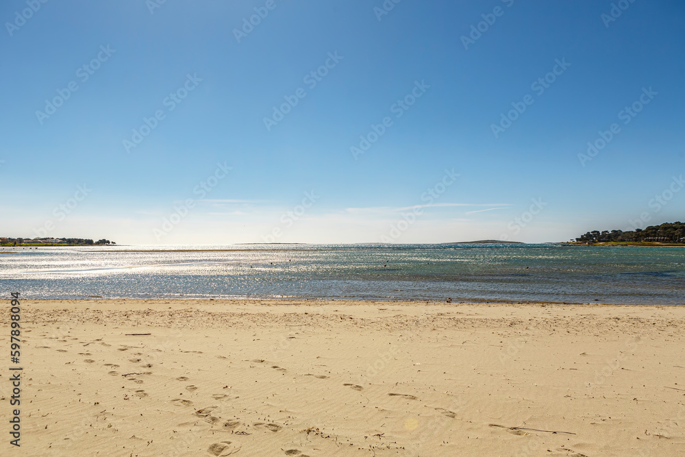 Beach view from Medulin, Istria, Croatia, in early spring during a sunny day Beach view from Medulin, Istria, Croatia, in early spring during a sunny day