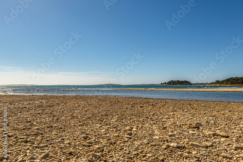 Beach view from Medulin, Istria, Croatia, in early spring during a sunny day