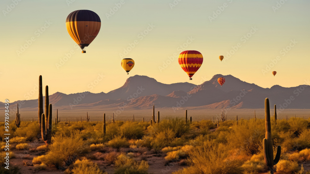 hot air balloon in the Arizona desert