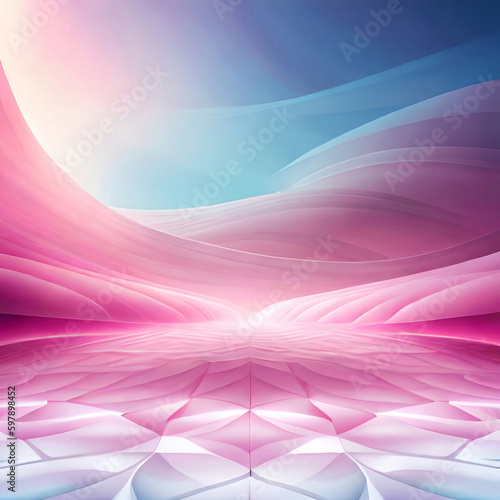 With its breathtaking light blue backdrop  white smoke trailing on the floor  and pink lighting  this presentation background is truly abstract and beautiful.. Generative Ai 