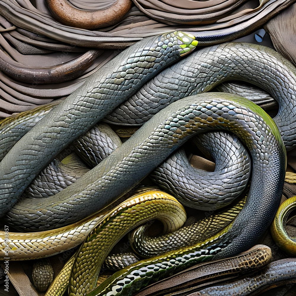 A slimy and slithery texture with eels and snakes4, Generative AI A slimy and slithery texture with eels and snakes4, Generative AI