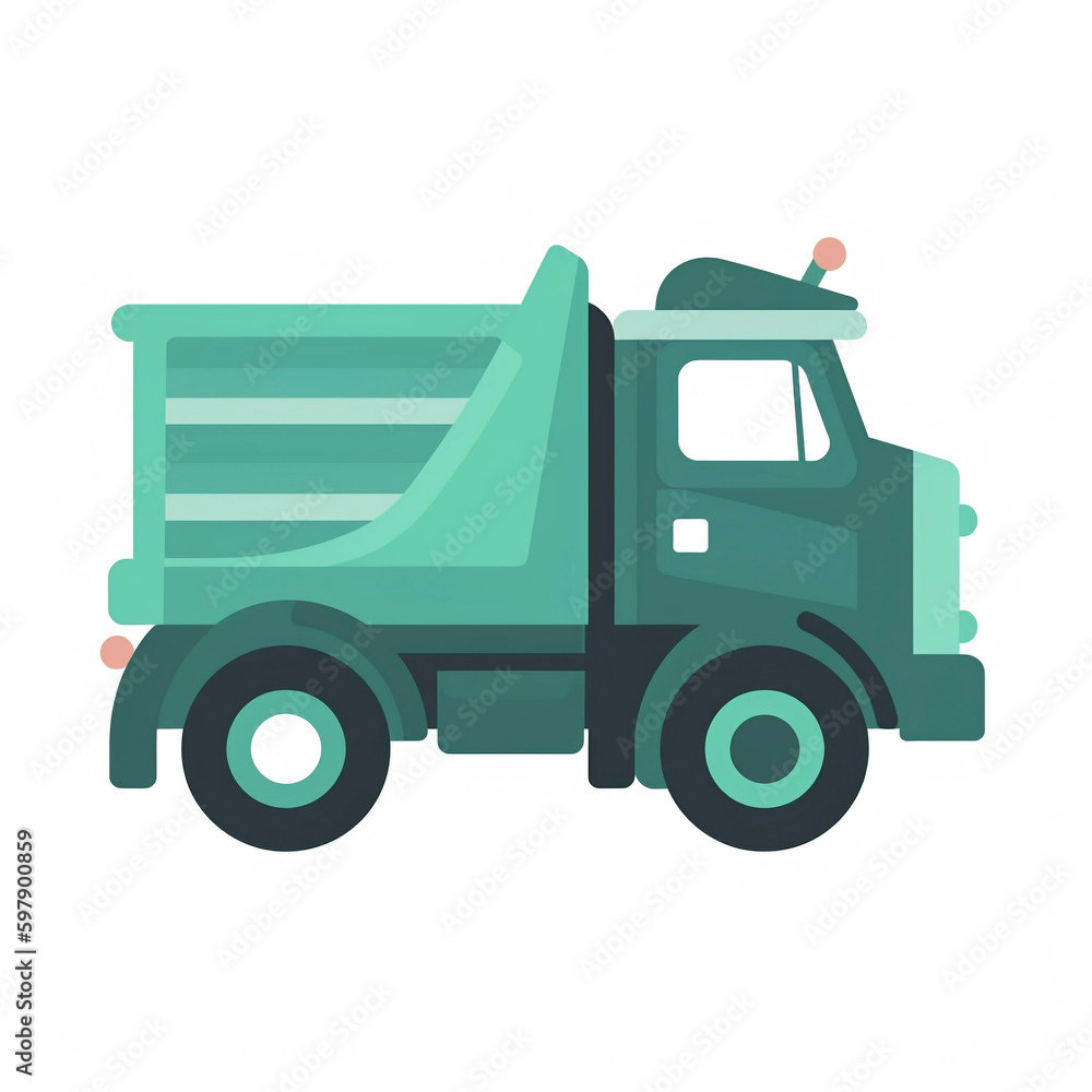 Dump Truck Icon on White Background Construction Generative AI
