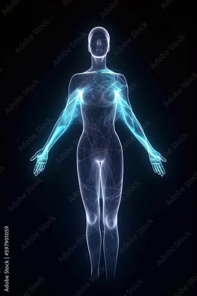 Glowing Translucent Depiction of the Female Physique Generative AI Glowing Translucent Depiction of the Female Physique Generative AI