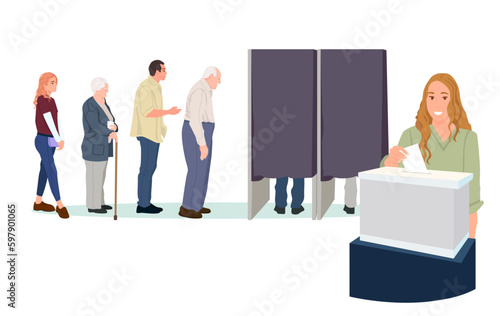 People voting, voting turn, presidential election.