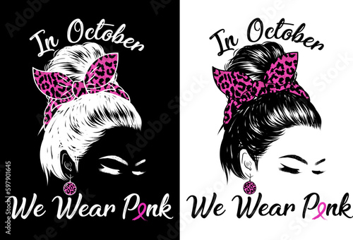 In October We Wear Pink_Messy Bun Pink Leopard_Breast Cancer