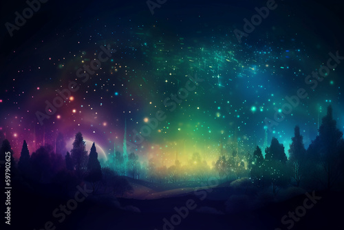 A blurred star light, aurora sky abstract background with bokeh glow, Illustration. AI generative © SANGHYUN