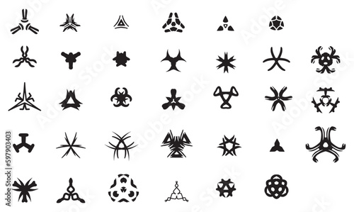 Set of Mandala symbols graphic elements, editable vector file for all your graphic needs.