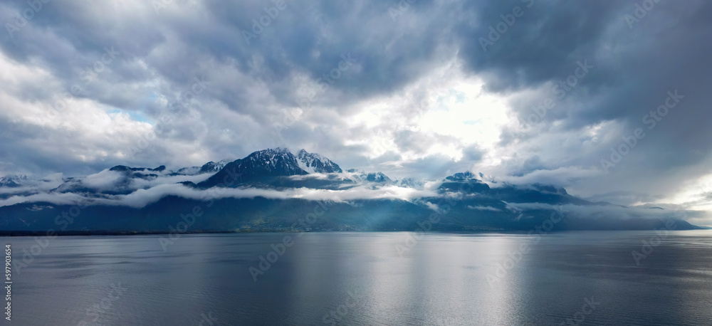 Beautiful clouds over Lake Leman - travel photography