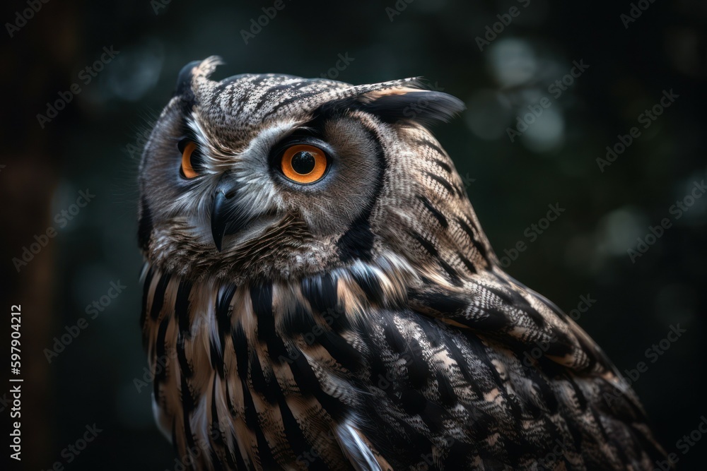 Beautiful owl in its natural habitat. AI generated, human enhanced Beautiful owl in its natural habitat. AI generated, human enhanced