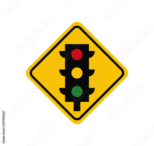 Stop ahead signs traffic light ahead warning vector illustration. Traffic signal symbol sign.