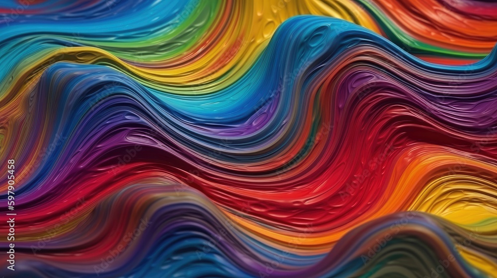 Wavy multicolored liquid background AI generated