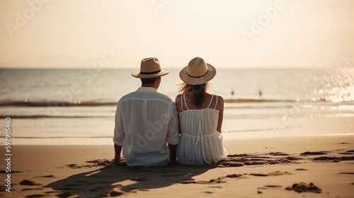Beach romance  a couple enjoying the sun and the sea AI generated
