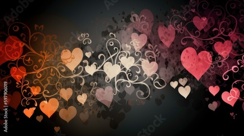 Hearts and love on a greeting card background - AI generated photo
