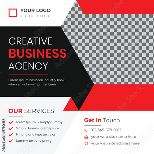 corporate social media post design and digital marketing agency with gold geometric shapes and creative professional attractive minimal abstract template