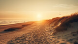 sunrise at the north sea on the beach. Generative AI