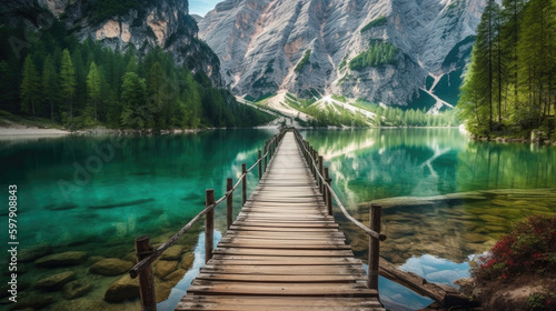 beautiful lake in the national park berchtesgaden. Generative AI