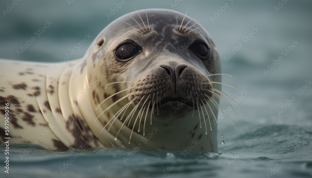 Fototapeta premium Harbor Seal in the water ai, ai generative, illustration
