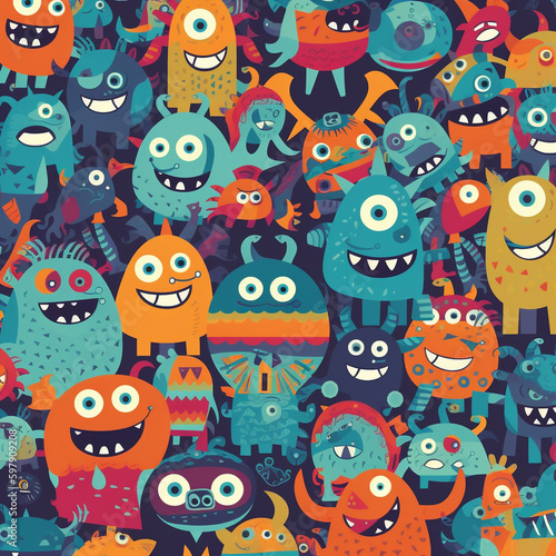Pattern full of monsters