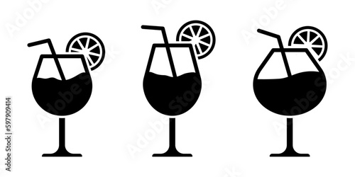 Cocktail vector icons set. Martini cocktails vector signs