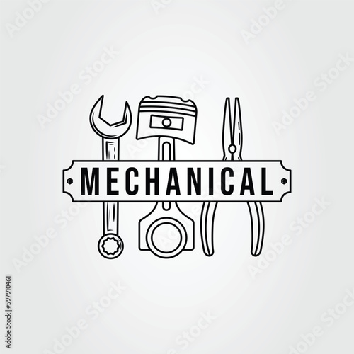 wrench, piston and pliers for mechanical engineering logo vector illustration design. automotive symbol.