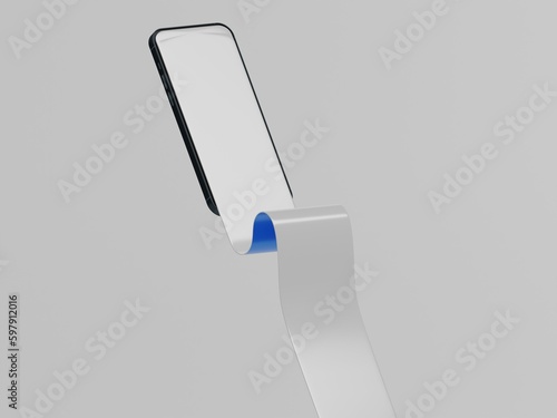 Long screen smartphone 3d illustration with white background  