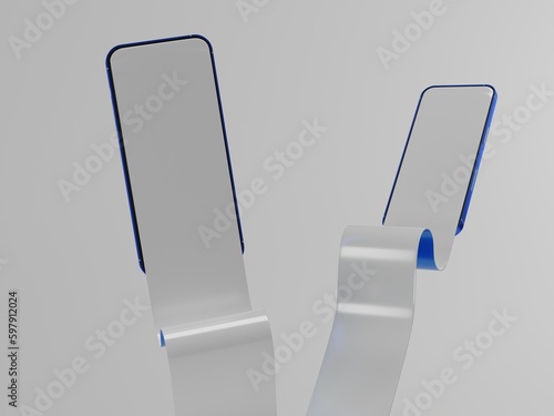 Long screen smartphone 3d illustration with white background  