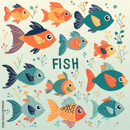 seamless pattern with fishes