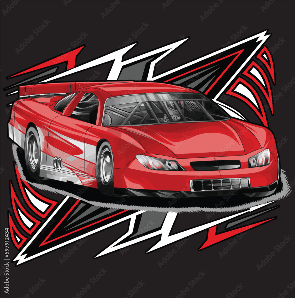 red drag race illustration isolated in black background for poster, t-shirt, graphic design, business element, and card