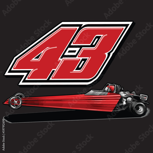 red drag race illustration isolated in black background for poster, t-shirt, graphic design, business element, and card