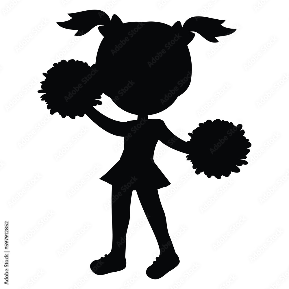 Cute cheerleader silhouette vector cartoon illustration Cute cheerleader silhouette vector cartoon illustration