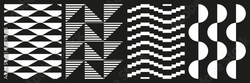 Brutalist abstract geometric shapes background template. Brutal contemporary geometrical figure. Modern minimal monochrome print swiss design aesthetic. Vector illustration set