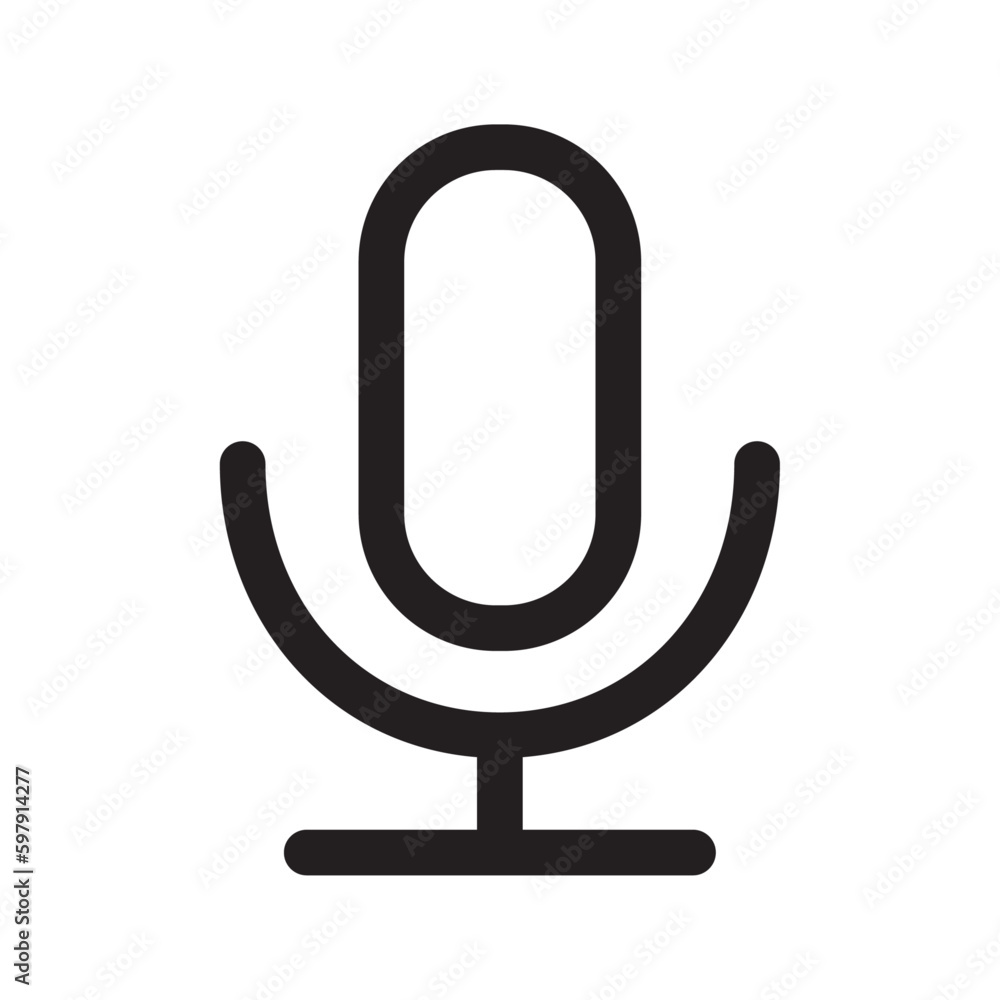 Microphone vector icon. simple and minimalist microphone illustration. black color vector image. sound icon for mobile app, software, social media.