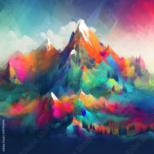 Colorful mountain art