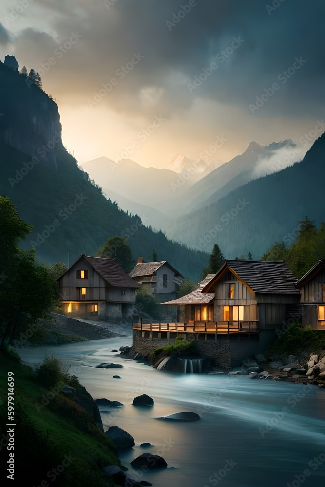 Naklejka premium lake in the mountains