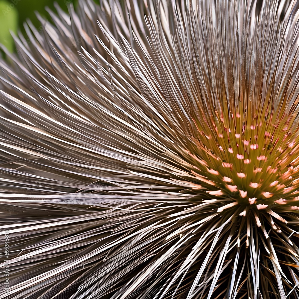 Naklejka premium A spiky and thorny texture with rose bushes and porcupine quills5, Generative AI